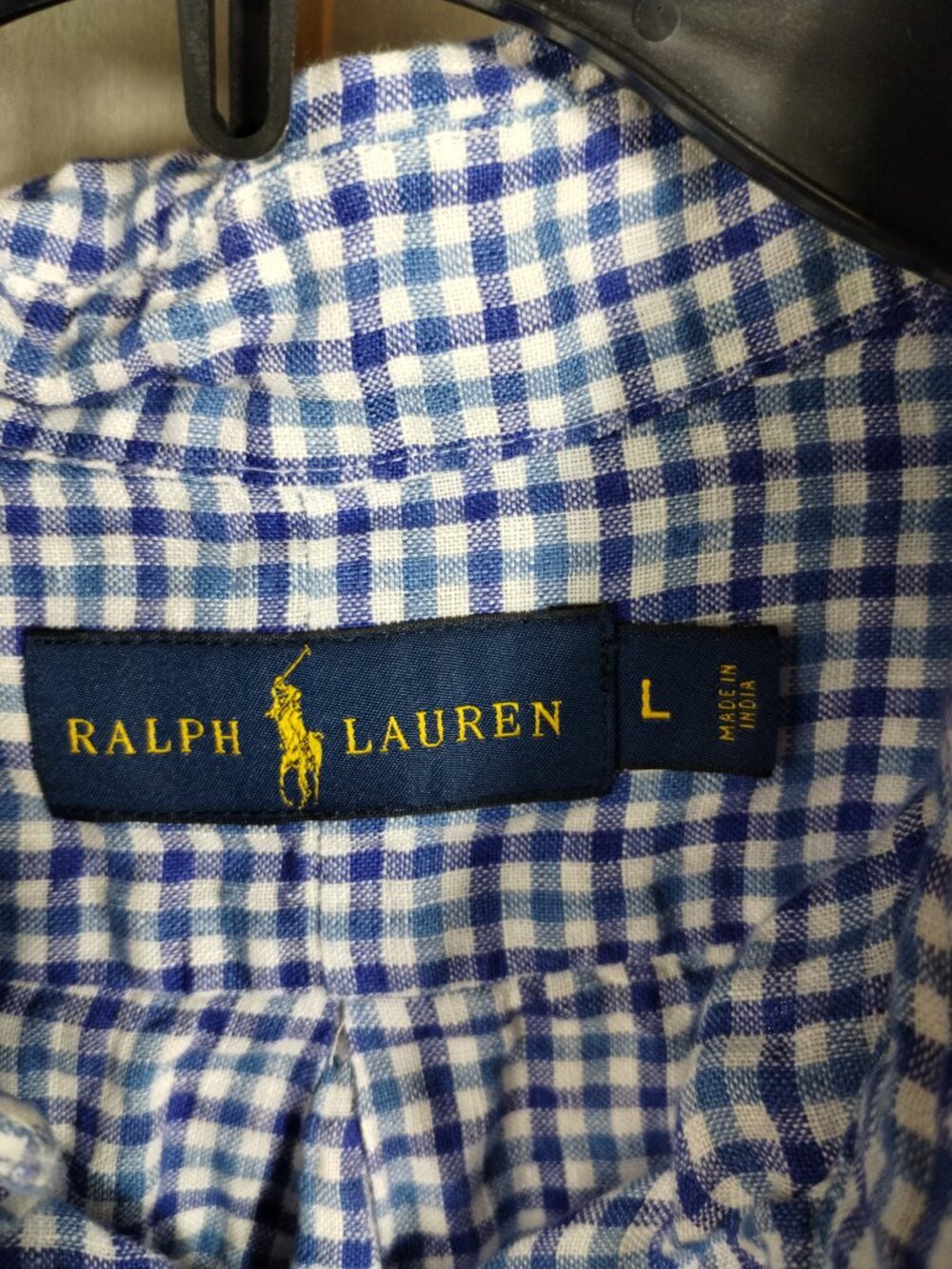 Ralph Lauren Polo Blue Gingham Plaid Button Down Short Sleeve Shirt Size L - Picture 7 of 11